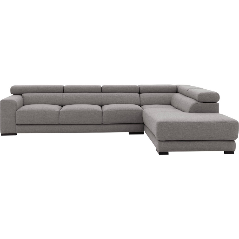 Goossens Bank Nora grijs, stof, 3-zits, stijlvol landelijk met ligelement rechts afbeelding 1