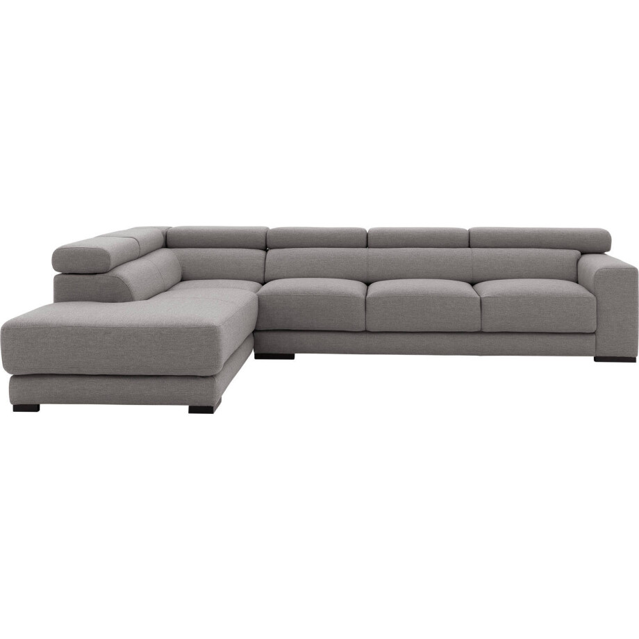 Goossens Bank Nora grijs, stof, 3-zits, stijlvol landelijk met ligelement links afbeelding 1