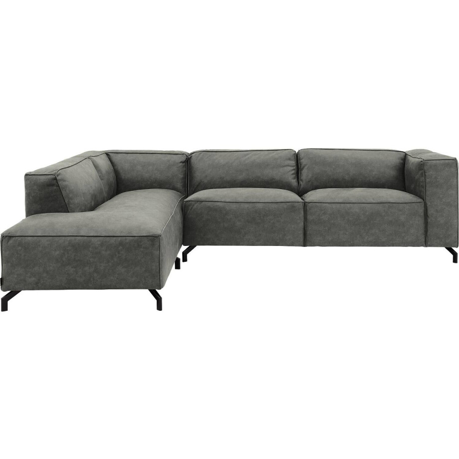 Goossens Bank Calvin grijs, micro leer, 3-zits, modern design met ligelement links Goossens Bank Calvin grijs, micro leer, 3-zits, modern design met ligelement links afbeelding 1