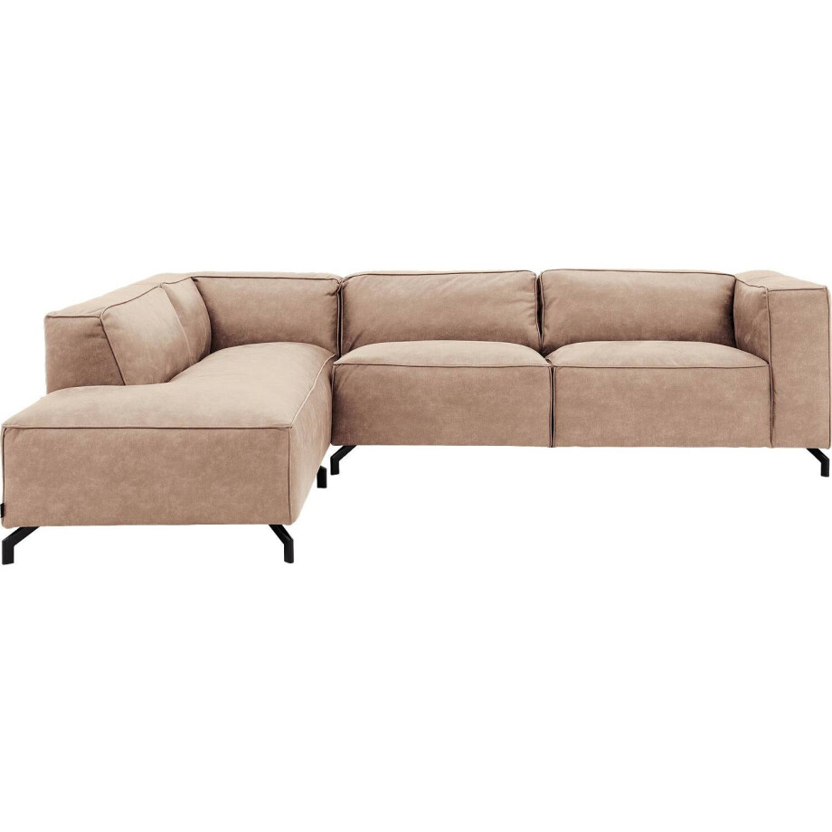 Goossens Bank Calvin beige, micro leer, 3-zits, modern design met ligelement links Goossens Bank Calvin beige, micro leer, 3-zits, modern design met ligelement links afbeelding 1