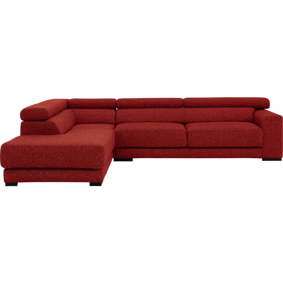 Goossens Bank Nora rood, stof, 2,5-zits, stijlvol landelijk met ligelement links afbeelding 1