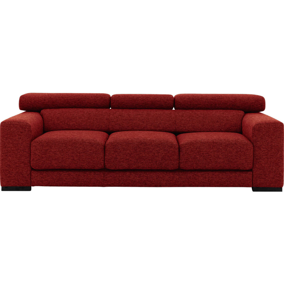 Goossens Bank Nora rood, stof, 3-zits, stijlvol landelijk afbeelding 1