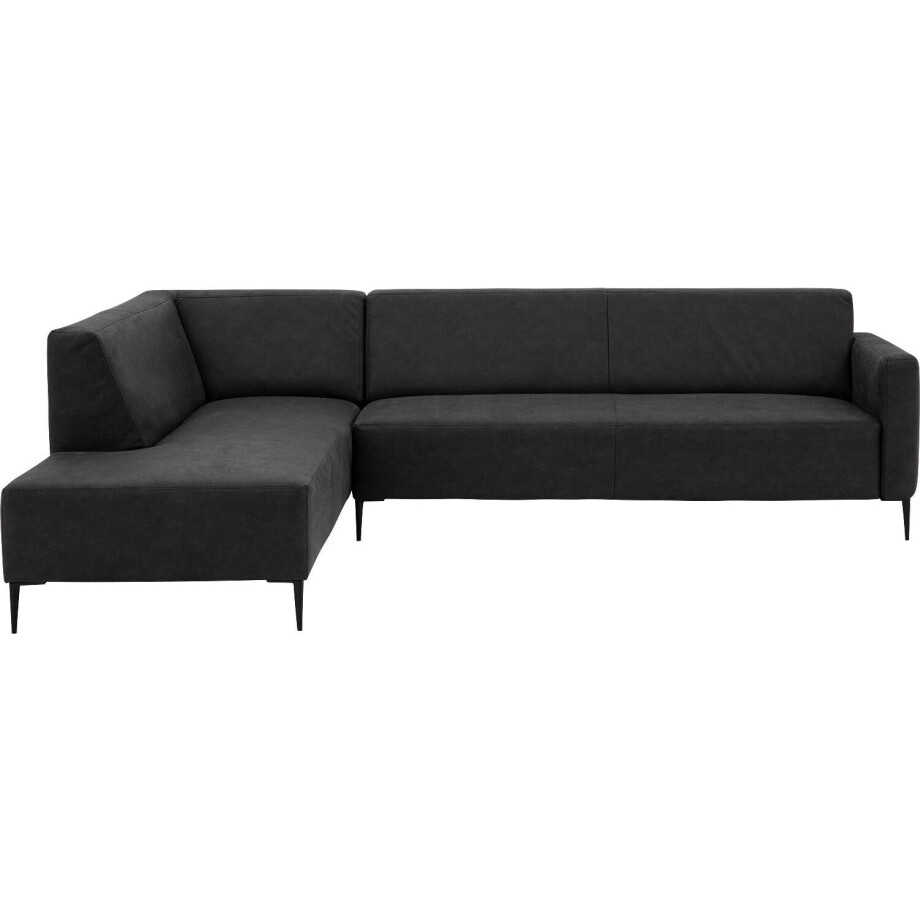 Goossens Bank Key West antraciet, micro leer, 3-zits, modern design met ligelement links afbeelding 1