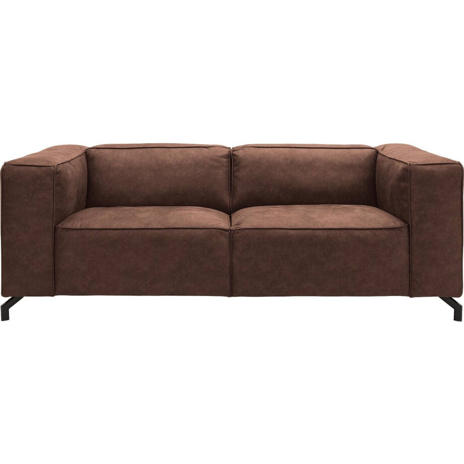 Goossens Bank Calvin bruin, micro leer, 2,5-zits, modern design Goossens Bank Calvin bruin, micro leer, 2,5-zits, modern design afbeelding 1