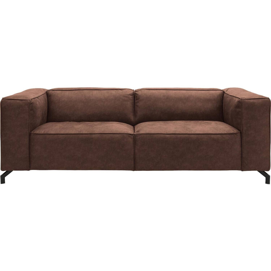 Goossens Bank Calvin bruin, micro leer, 3-zits, modern design afbeelding 1