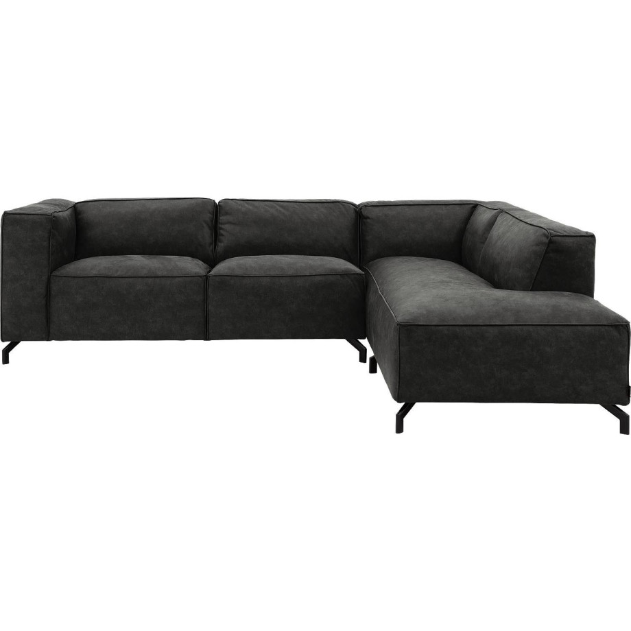 Goossens Bank Calvin grijs, micro leer, 2,5-zits, modern design met ligelement rechts afbeelding 1