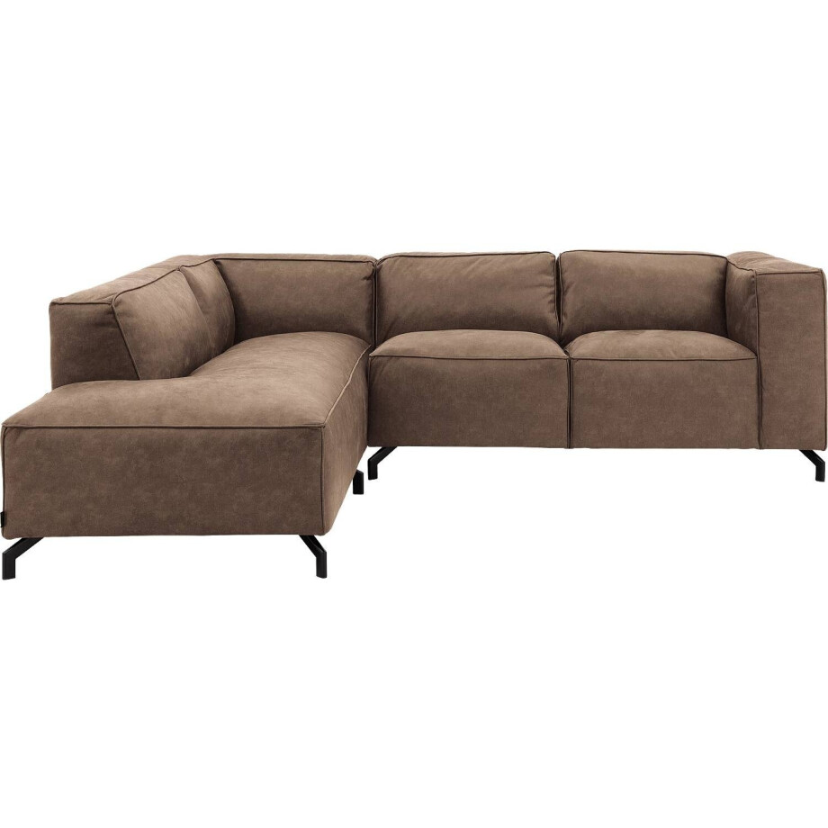 Goossens Bank Calvin bruin, micro leer, 2-zits, modern design met ligelement links Goossens Bank Calvin bruin, micro leer, 2-zits, modern design met ligelement links afbeelding 1