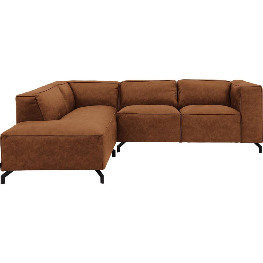 Goossens Bank Calvin cognac, micro leer, 2-zits, modern design met ligelement links afbeelding 1