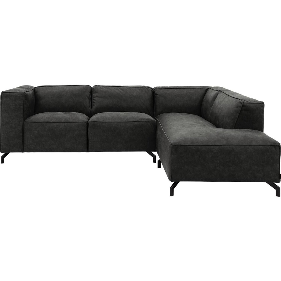 Goossens Bank Calvin grijs, micro leer, 2-zits, modern design met ligelement rechts afbeelding 1