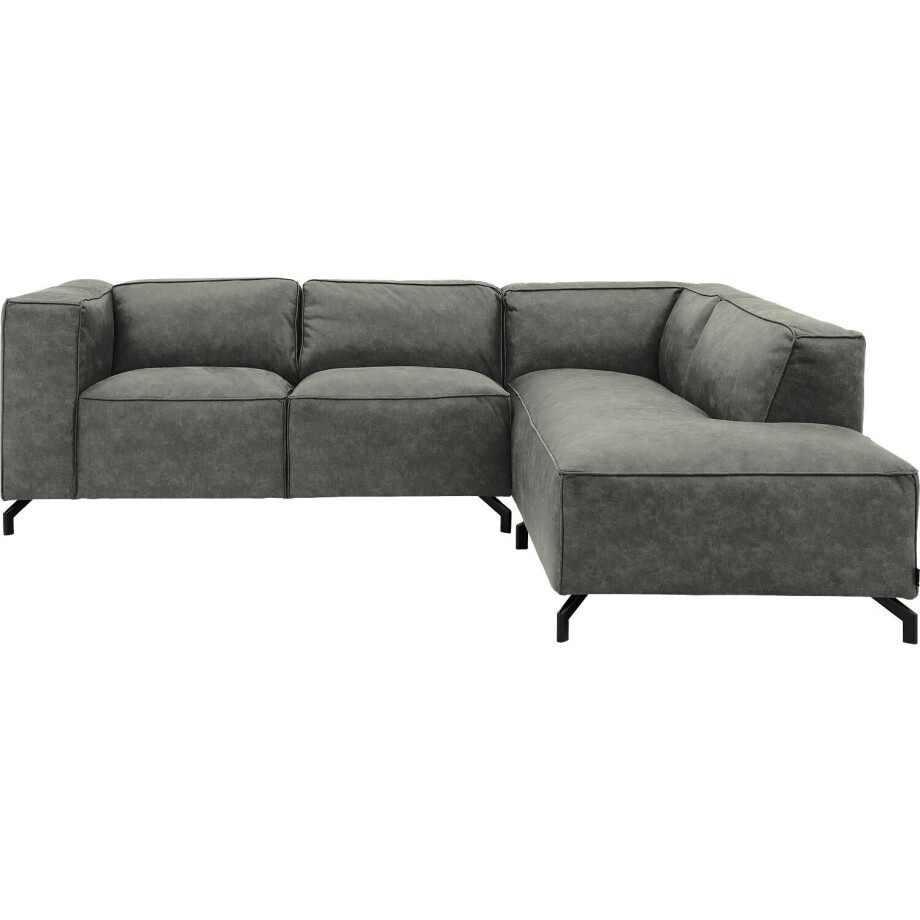 Goossens Bank Calvin grijs, micro leer, 2-zits, modern design met ligelement rechts afbeelding 1