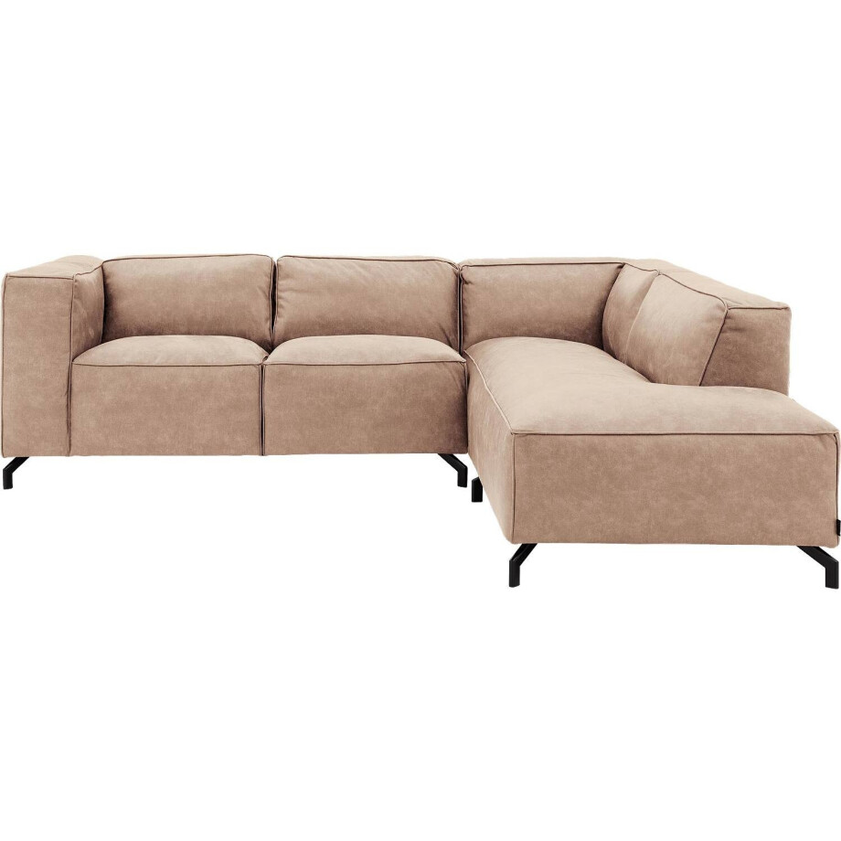 Goossens Bank Calvin beige, micro leer, 2-zits, modern design met ligelement rechts Goossens Bank Calvin beige, micro leer, 2-zits, modern design met ligelement rechts afbeelding 1