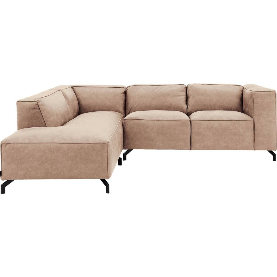 Goossens Bank Calvin beige, micro leer, 2-zits, modern design met ligelement links Goossens Bank Calvin beige, micro leer, 2-zits, modern design met ligelement links afbeelding 1