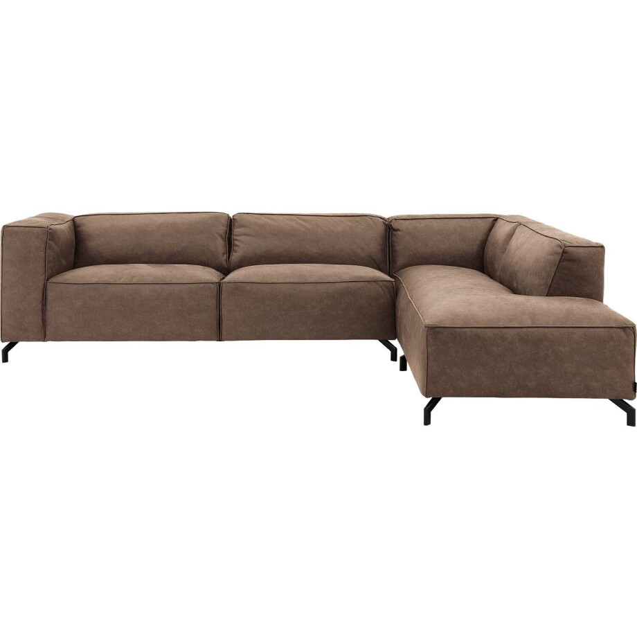 Goossens Bank Calvin bruin, micro leer, 3,5-zits, modern design met ligelement rechts Goossens Bank Calvin bruin, micro leer, 3,5-zits, modern design met ligelement rechts afbeelding 1