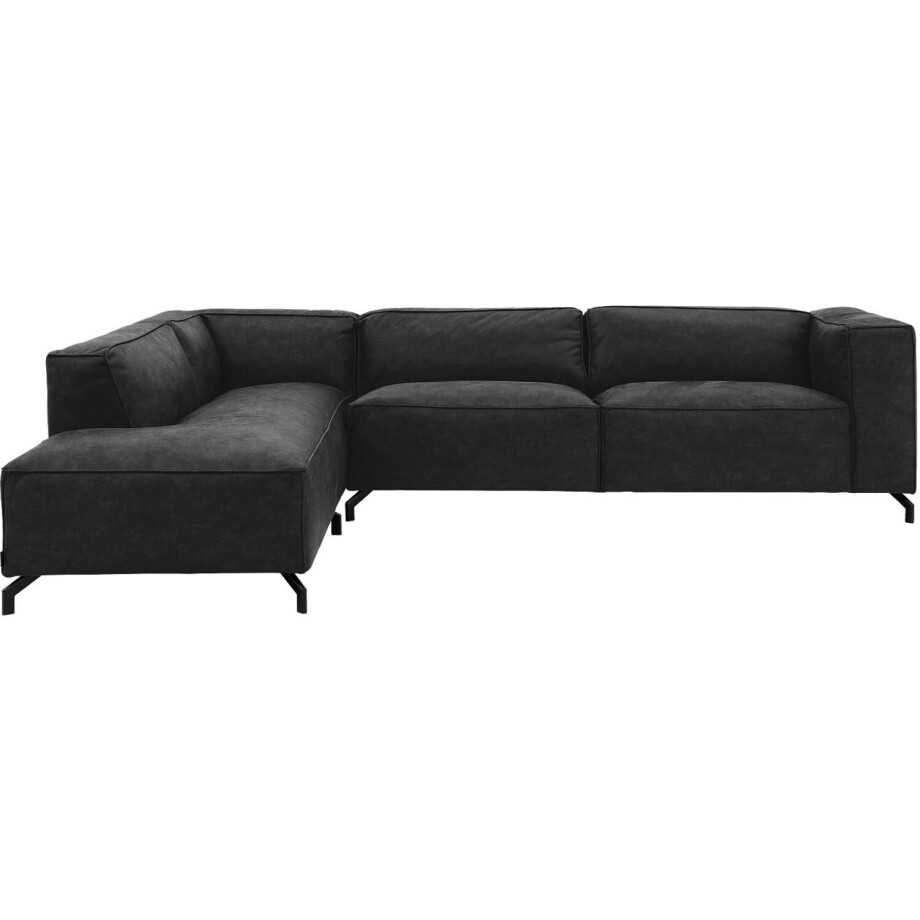 Goossens Bank Calvin antraciet, micro leer, 3,5-zits, modern design met ligelement links Goossens Bank Calvin antraciet, micro leer, 3,5-zits, modern design met ligelement links afbeelding 1