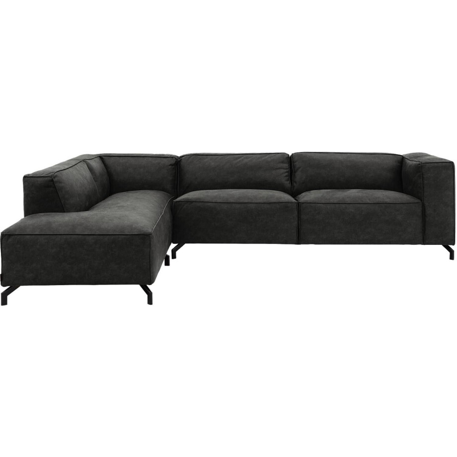 Goossens Bank Calvin grijs, micro leer, 3,5-zits, modern design met ligelement links Goossens Bank Calvin grijs, micro leer, 3,5-zits, modern design met ligelement links afbeelding 1