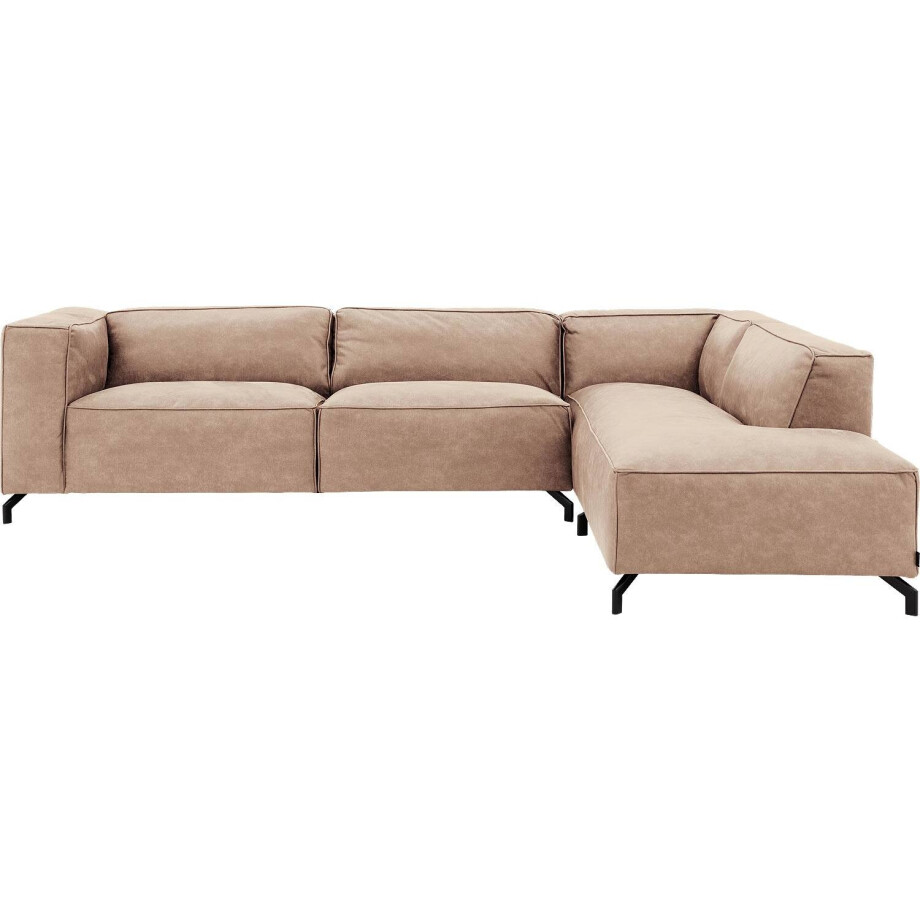 Goossens Bank Calvin beige, micro leer, 3,5-zits, modern design met ligelement rechts Goossens Bank Calvin beige, micro leer, 3,5-zits, modern design met ligelement rechts afbeelding 1