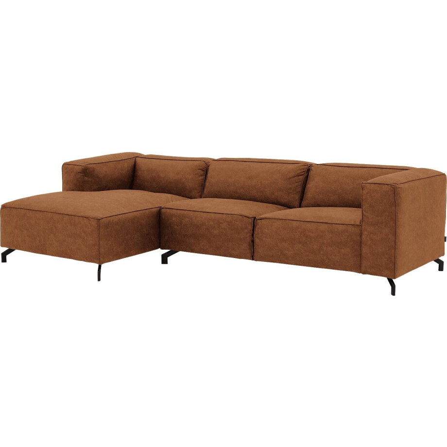 Goossens Bank Calvin cognac, micro leer, 3-zits, modern design Goossens Bank Calvin cognac, micro leer, 3-zits, modern design afbeelding 1