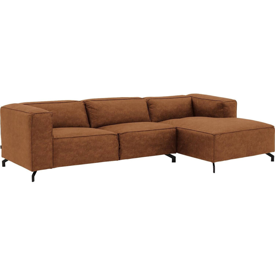 Goossens Bank Calvin cognac, micro leer, 3-zits, modern design Goossens Bank Calvin cognac, micro leer, 3-zits, modern design afbeelding 1