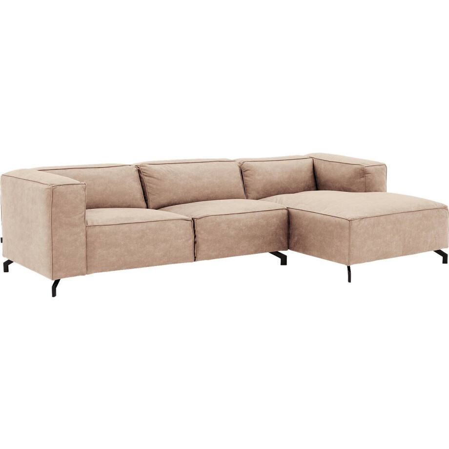 Goossens Bank Calvin beige, micro leer, 3-zits, modern design Goossens Bank Calvin beige, micro leer, 3-zits, modern design afbeelding 1