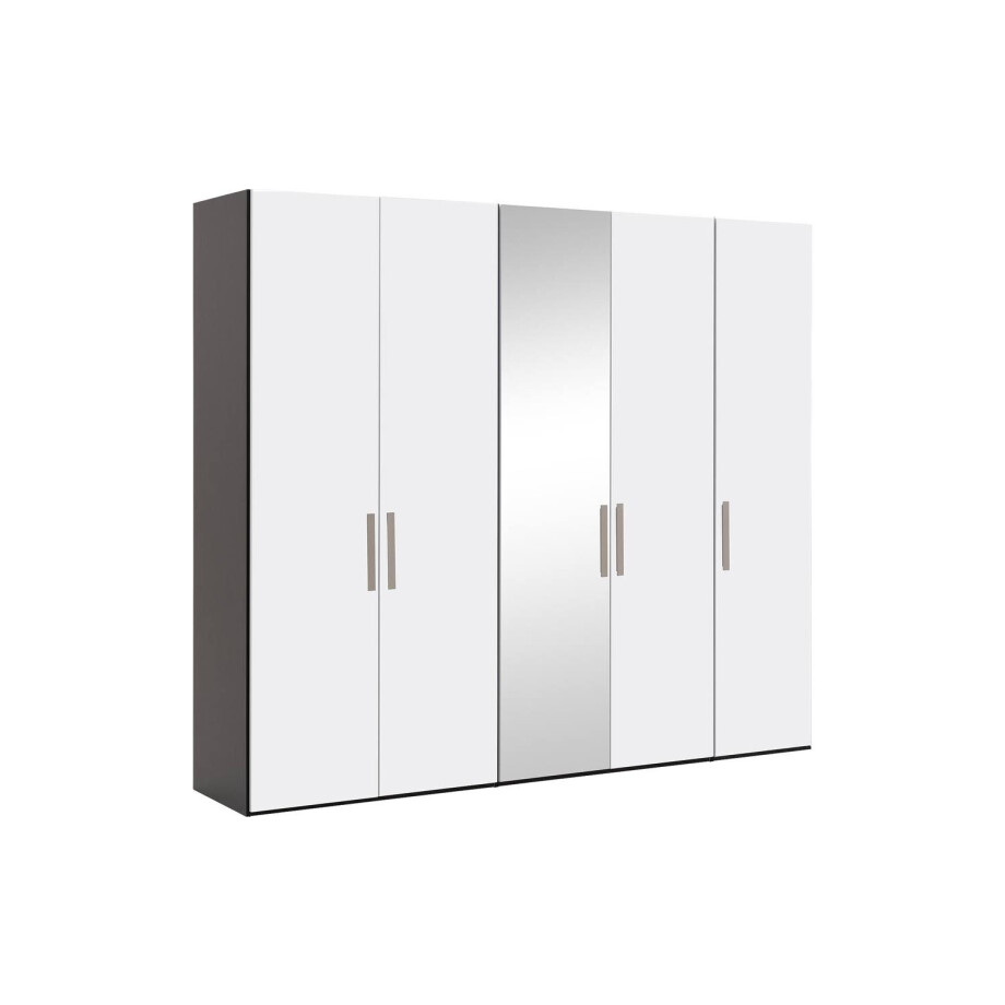 Goossens Kledingkast Easy Storage Ddk, Kledingkast 253 cm breed, 220 cm hoog, 4x draaideur en 1x spiegel draaideur midden Goossens Kledingkast Easy Storage Ddk, Kledingkast 253 cm breed, 220 cm hoog, 4x draaideur en 1x spiegel draaideur midden afbeelding 1