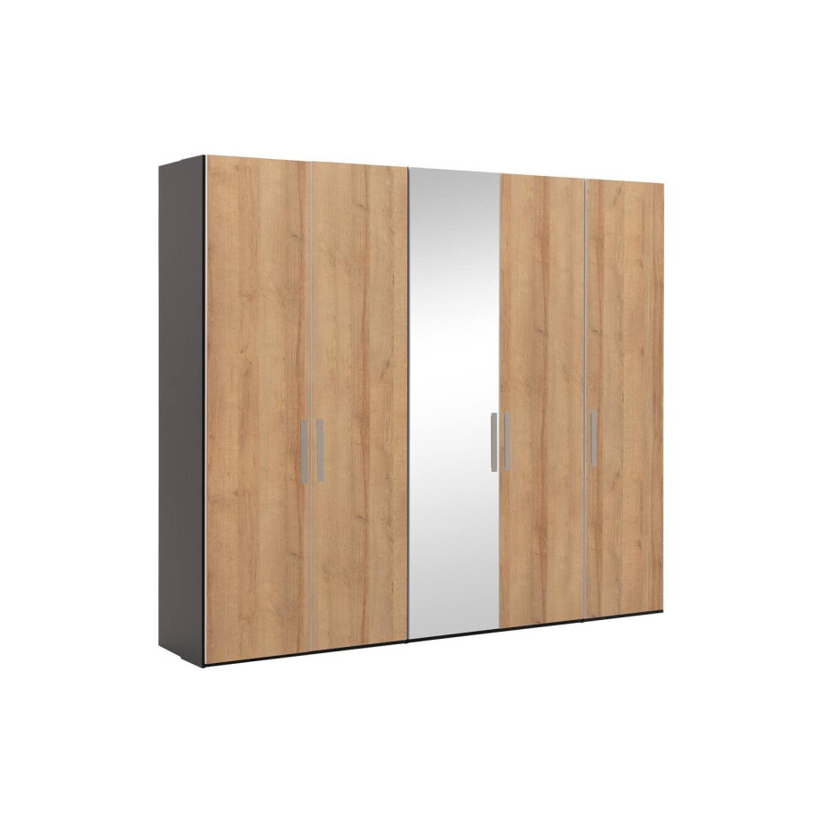 Goossens Kledingkast Easy Storage Ddk, Kledingkast 253 cm breed, 220 cm hoog, 4x draaideur en 1x spiegel draaideur midden Goossens Kledingkast Easy Storage Ddk, Kledingkast 253 cm breed, 220 cm hoog, 4x draaideur en 1x spiegel draaideur midden afbeelding 1