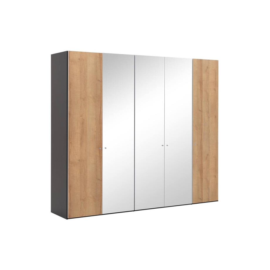Goossens Kledingkast Easy Storage Ddk, Kledingkast 253 cm breed, 220 cm hoog, 2x draaideur en 3x spiegel draaideur midden Goossens Kledingkast Easy Storage Ddk, Kledingkast 253 cm breed, 220 cm hoog, 2x draaideur en 3x spiegel draaideur midden afbeelding 1