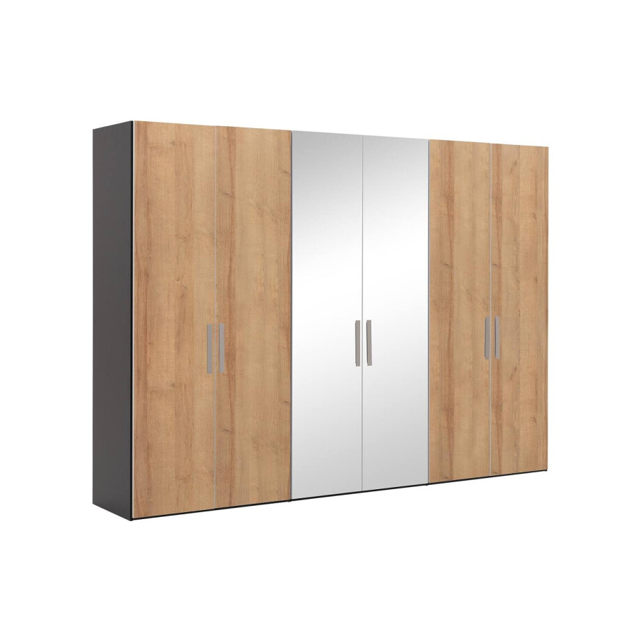 Goossens Kledingkast Easy Storage Ddk, Kledingkast 304 cm breed, 220 cm hoog, 4x draaideur en 2x spiegel draaideur midden Goossens Kledingkast Easy Storage Ddk, Kledingkast 304 cm breed, 220 cm hoog, 4x draaideur en 2x spiegel draaideur midden afbeelding 1