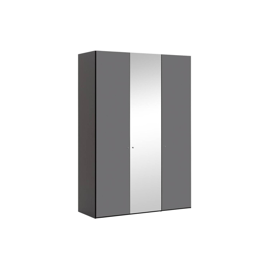 Goossens Kledingkast Easy Storage Ddk, Kledingkast 153 cm breed, 220 cm hoog, 2x glas draaideur en 1x spiegel draaideur midden afbeelding 1