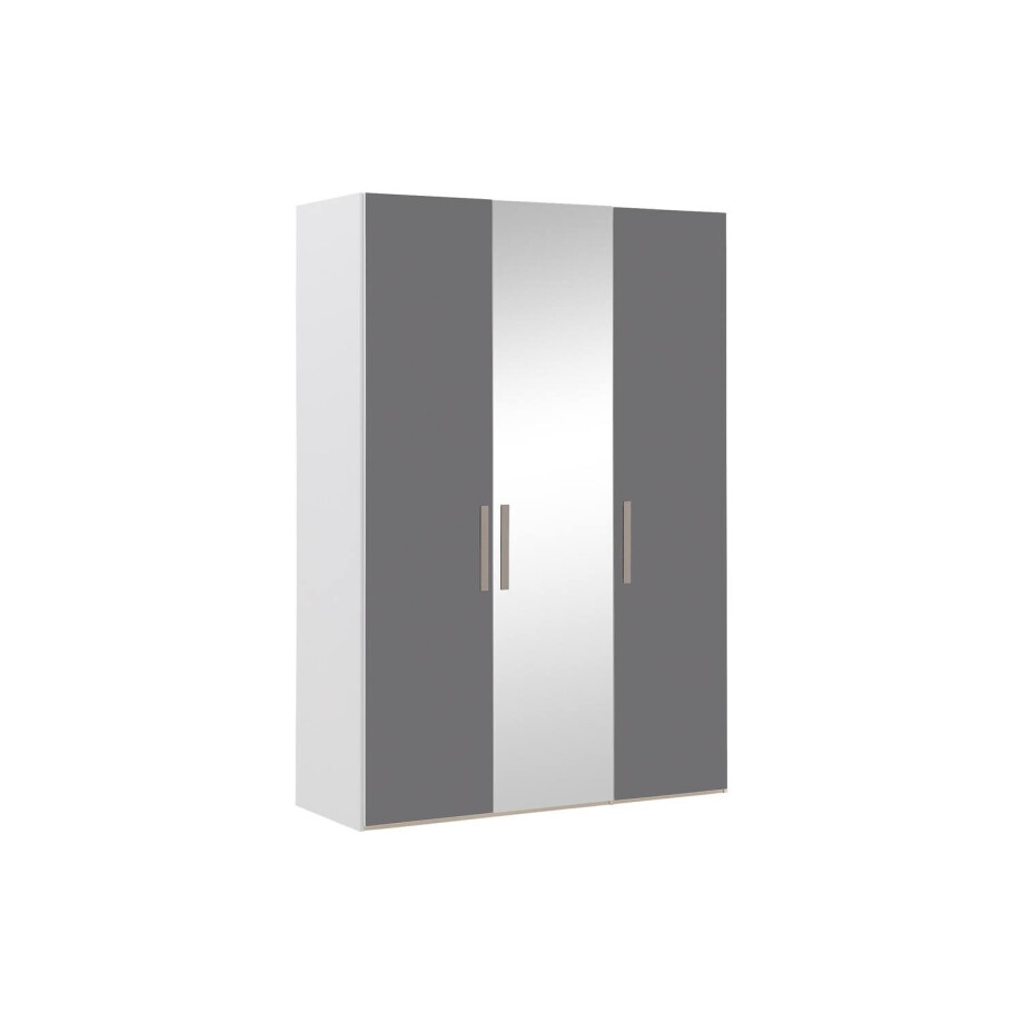 Goossens Kledingkast Easy Storage Ddk, Kledingkast 153 cm breed, 220 cm hoog, 2x glas draaideur en 1x spiegel draaideur midden afbeelding 1