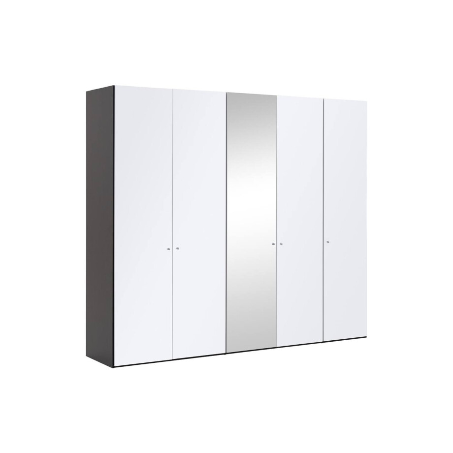 Goossens Kledingkast Easy Storage Ddk, Kledingkast 253 cm breed, 220 cm hoog, 4x glas draaideur en 1x spiegel draaideur midden afbeelding 1