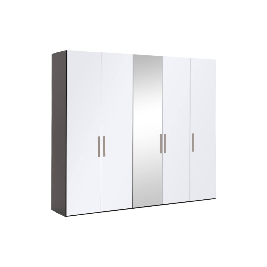 Goossens Kledingkast Easy Storage Ddk, Kledingkast 253 cm breed, 220 cm hoog, 4x glas draaideur en 1x spiegel draaideur midden Goossens Kledingkast Easy Storage Ddk, Kledingkast 253 cm breed, 220 cm hoog, 4x glas draaideur en 1x spiegel draaideur midden afbeelding 1