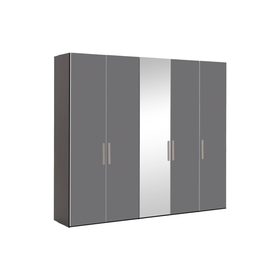 Goossens Kledingkast Easy Storage Ddk, Kledingkast 253 cm breed, 220 cm hoog, 4x glas draaideur en 1x spiegel draaideur midden Goossens Kledingkast Easy Storage Ddk, Kledingkast 253 cm breed, 220 cm hoog, 4x glas draaideur en 1x spiegel draaideur midden afbeelding 1