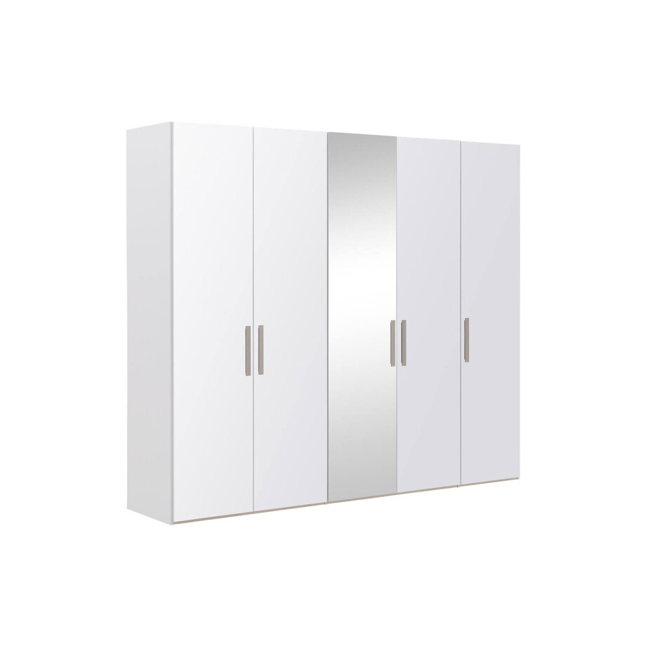 Goossens Kledingkast Easy Storage Ddk, Kledingkast 253 cm breed, 220 cm hoog, 4x glas draaideur en 1x spiegel draaideur midden afbeelding 1