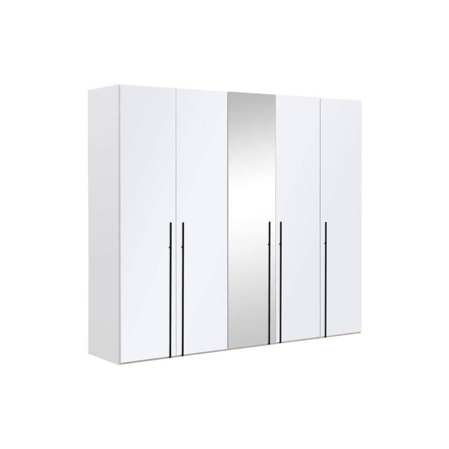Goossens Kledingkast Easy Storage Ddk, Kledingkast 253 cm breed, 220 cm hoog, 4x glas draaideur en 1x spiegel draaideur midden afbeelding 1