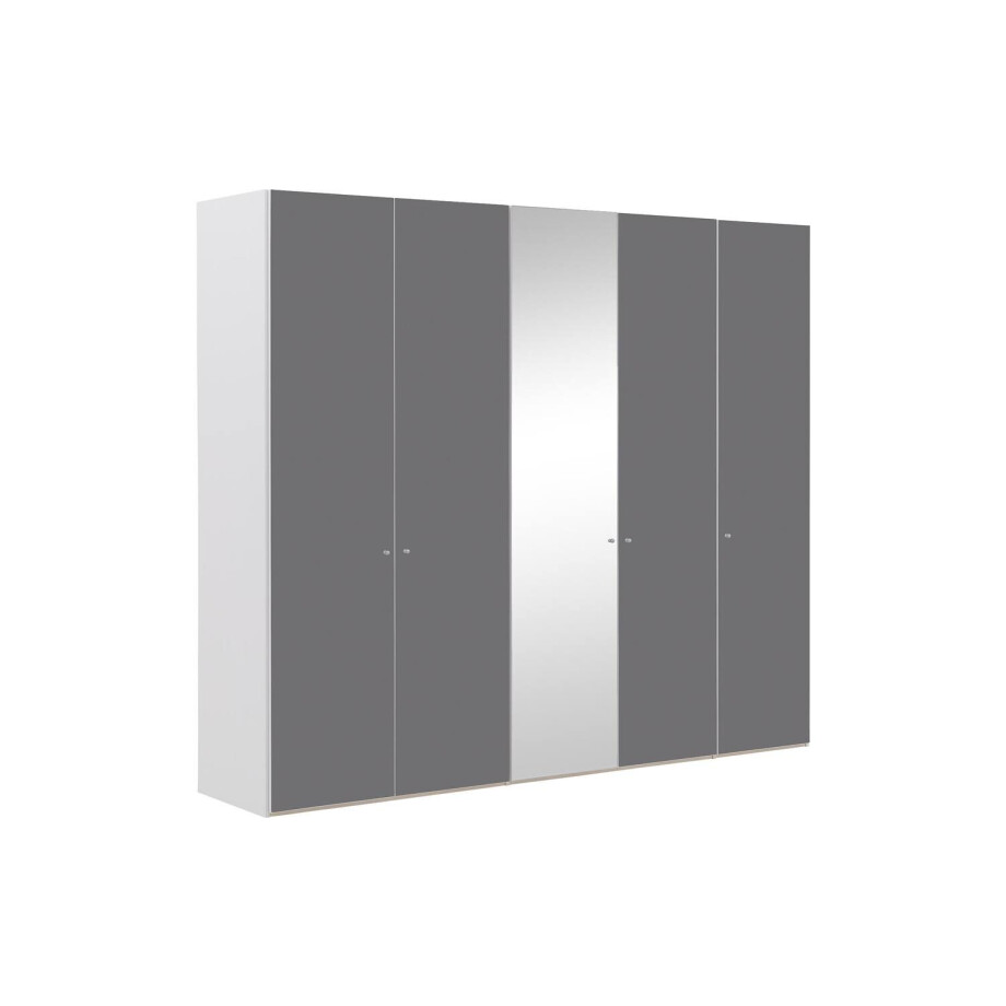 Goossens Kledingkast Easy Storage Ddk, Kledingkast 253 cm breed, 220 cm hoog, 4x glas draaideur en 1x spiegel draaideur midden Goossens Kledingkast Easy Storage Ddk, Kledingkast 253 cm breed, 220 cm hoog, 4x glas draaideur en 1x spiegel draaideur midden afbeelding 1