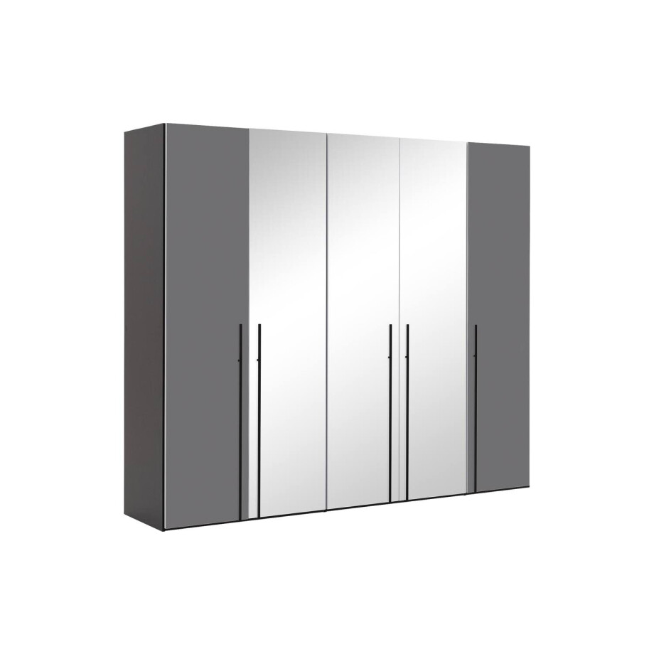 Goossens Kledingkast Easy Storage Ddk, Kledingkast 253 cm breed, 220 cm hoog, 2x glas draaideur en 3x spiegel draaideur midden Goossens Kledingkast Easy Storage Ddk, Kledingkast 253 cm breed, 220 cm hoog, 2x glas draaideur en 3x spiegel draaideur midden afbeelding 1