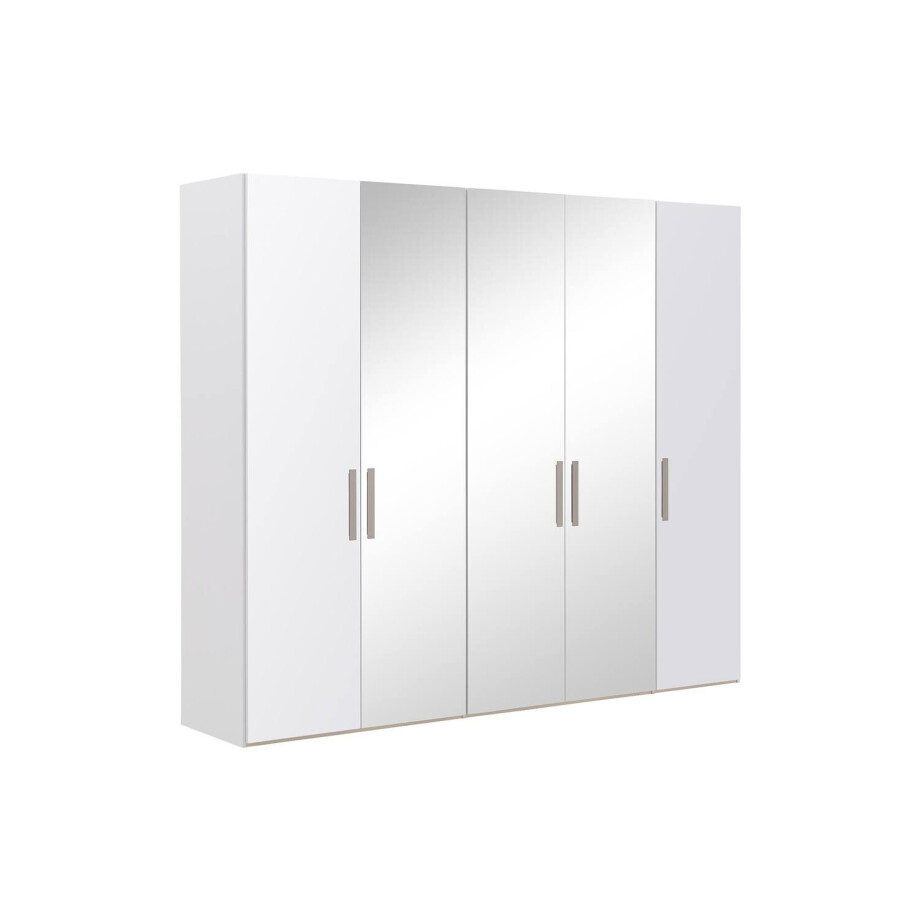 Goossens Kledingkast Easy Storage Ddk, Kledingkast 253 cm breed, 220 cm hoog, 2x glas draaideur en 3x spiegel draaideur midden afbeelding 1