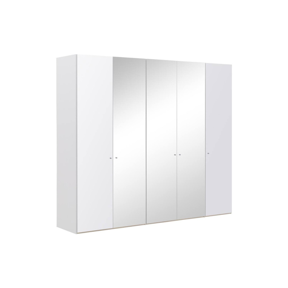 Goossens Kledingkast Easy Storage Ddk, Kledingkast 253 cm breed, 220 cm hoog, 2x glas draaideur en 3x spiegel draaideur midden afbeelding 1
