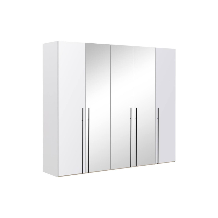 Goossens Kledingkast Easy Storage Ddk, Kledingkast 253 cm breed, 220 cm hoog, 2x glas draaideur en 3x spiegel draaideur midden afbeelding 1