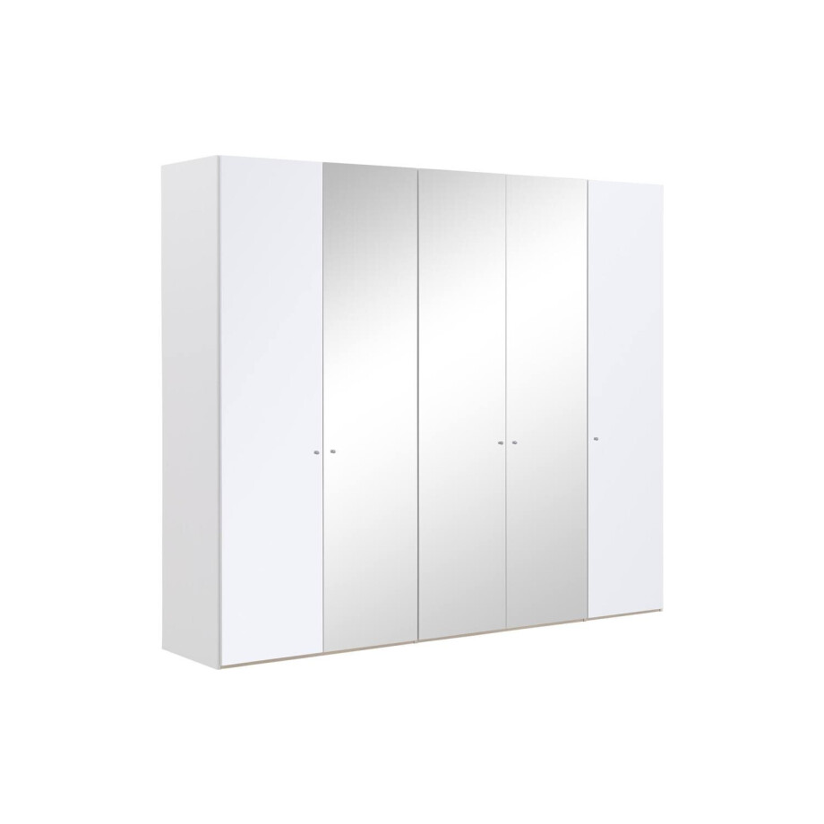 Goossens Kledingkast Easy Storage Ddk, Kledingkast 253 cm breed, 220 cm hoog, 2x glas draaideur en 3x spiegel draaideur midden afbeelding 1