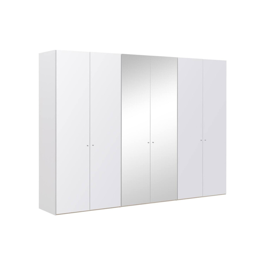 Goossens Kledingkast Easy Storage Ddk, Kledingkast 304 cm breed, 220 cm hoog, 4x glas draaideur en 2x spiegel draaideur midden afbeelding 1