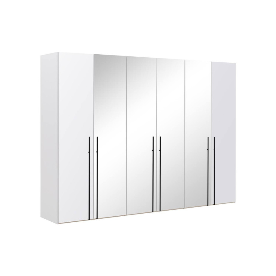 Goossens Kledingkast Easy Storage Ddk, Kledingkast 304 cm breed, 220 cm hoog, 2x glas draaideur en 4x spiegel draaideur midden afbeelding 1