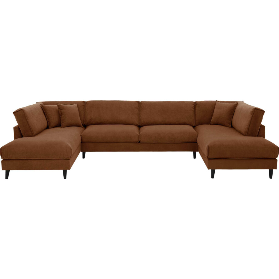 Goossens Bank Jonas cognac, stof, urban industrieel met ligelement links met ligelement rechts afbeelding 1