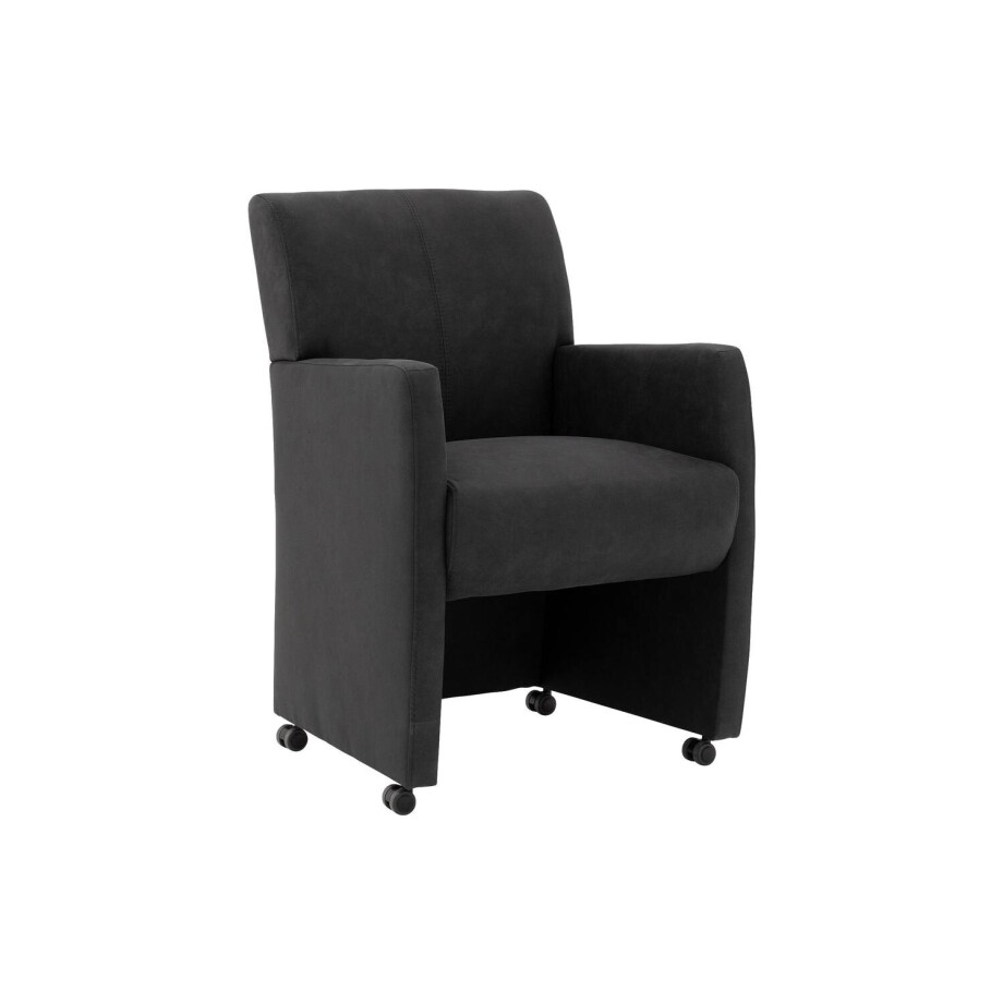 Goossens Eetkamerstoel Alex antraciet microvezel met armleuning en met wielen, stijlvol landelijk Goossens Eetkamerstoel Alex antraciet microvezel met armleuning en met wielen, stijlvol landelijk afbeelding 1