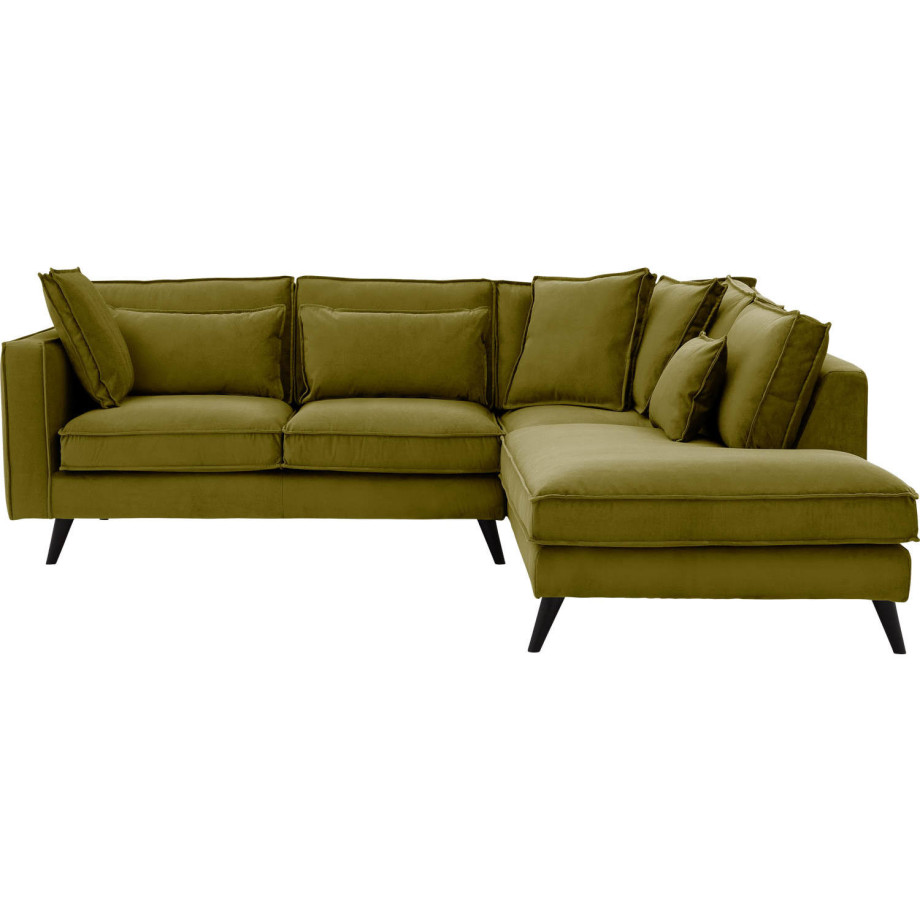 Goossens Bank Suite groen, stof, 2-zits, elegant chic met ligelement rechts afbeelding 1