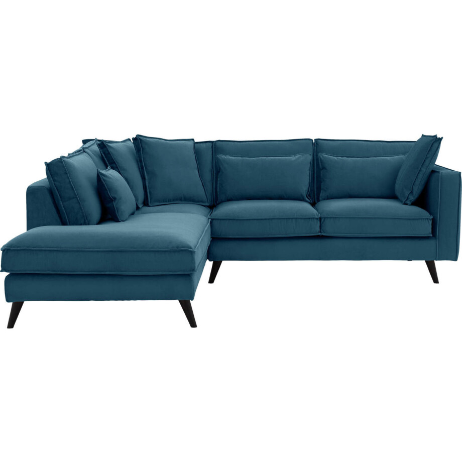 Goossens Bank Suite blauw, stof, 2-zits, elegant chic met ligelement links Goossens Bank Suite blauw, stof, 2-zits, elegant chic met ligelement links afbeelding 1