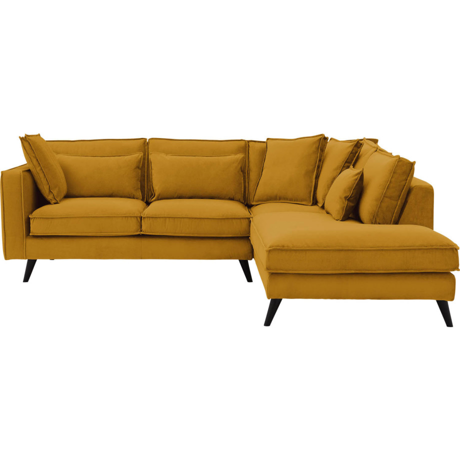 Goossens Bank Suite geel, stof, 2-zits, elegant chic met ligelement rechts afbeelding 1