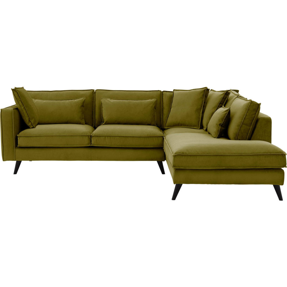 Goossens Bank Suite groen, stof, 2,5-zits, elegant chic met ligelement rechts afbeelding 1