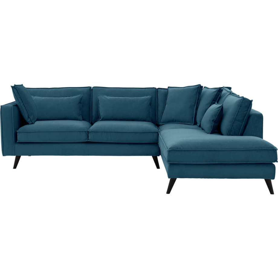 Goossens Bank Suite blauw, stof, 3-zits, elegant chic met ligelement rechts afbeelding 1