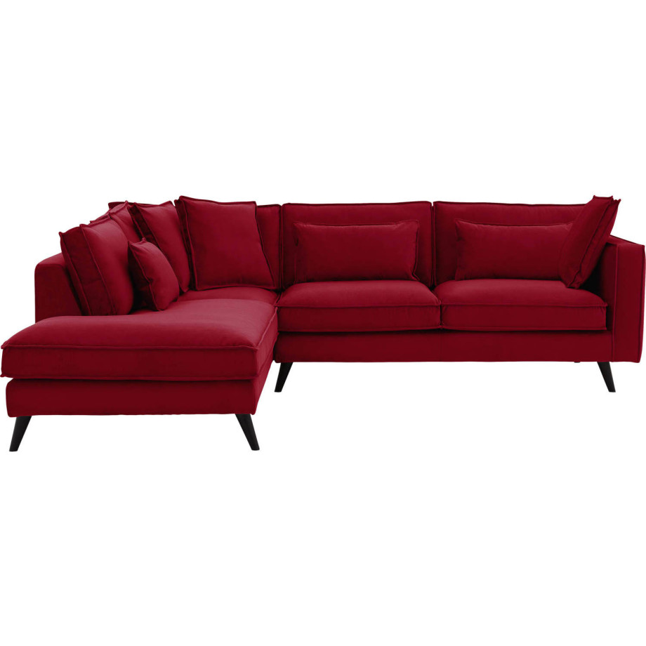 Goossens Bank Suite rood, stof, 2,5-zits, elegant chic met ligelement links afbeelding 1
